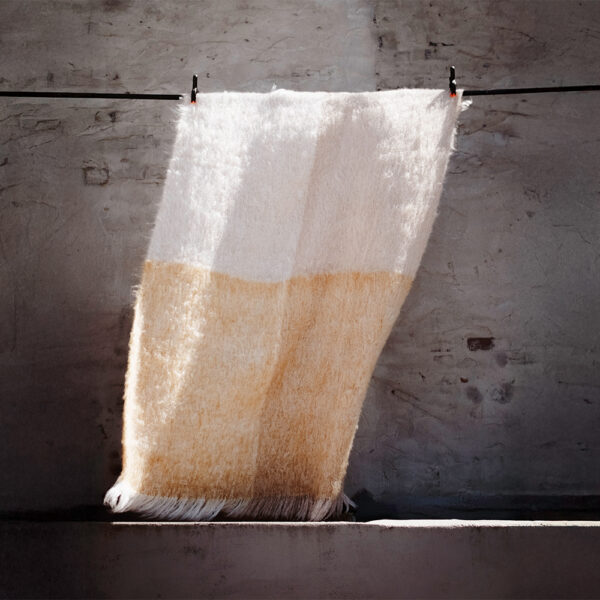 Heirloom Mohair Blanket Mustard and Sand