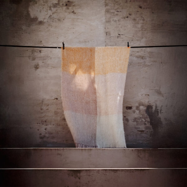 Heirloom Mohair Blanket Mustard, Sand and Agate