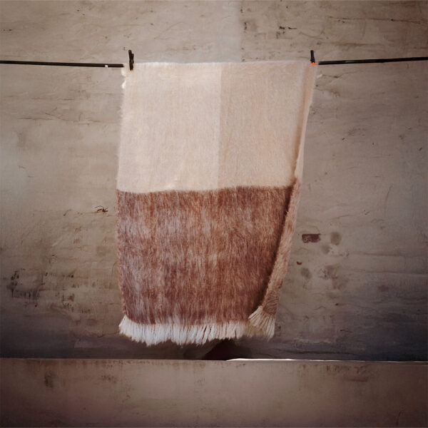 Heirloom Mohair Blanket Chocolate and Sand
